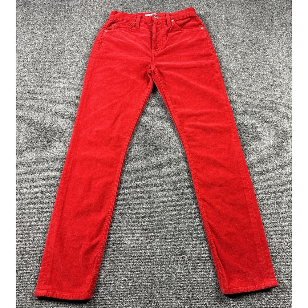 Women's Re/Done Velvet Pants Size 26 Red Tapered Button Fly Ankle Made USA Boho